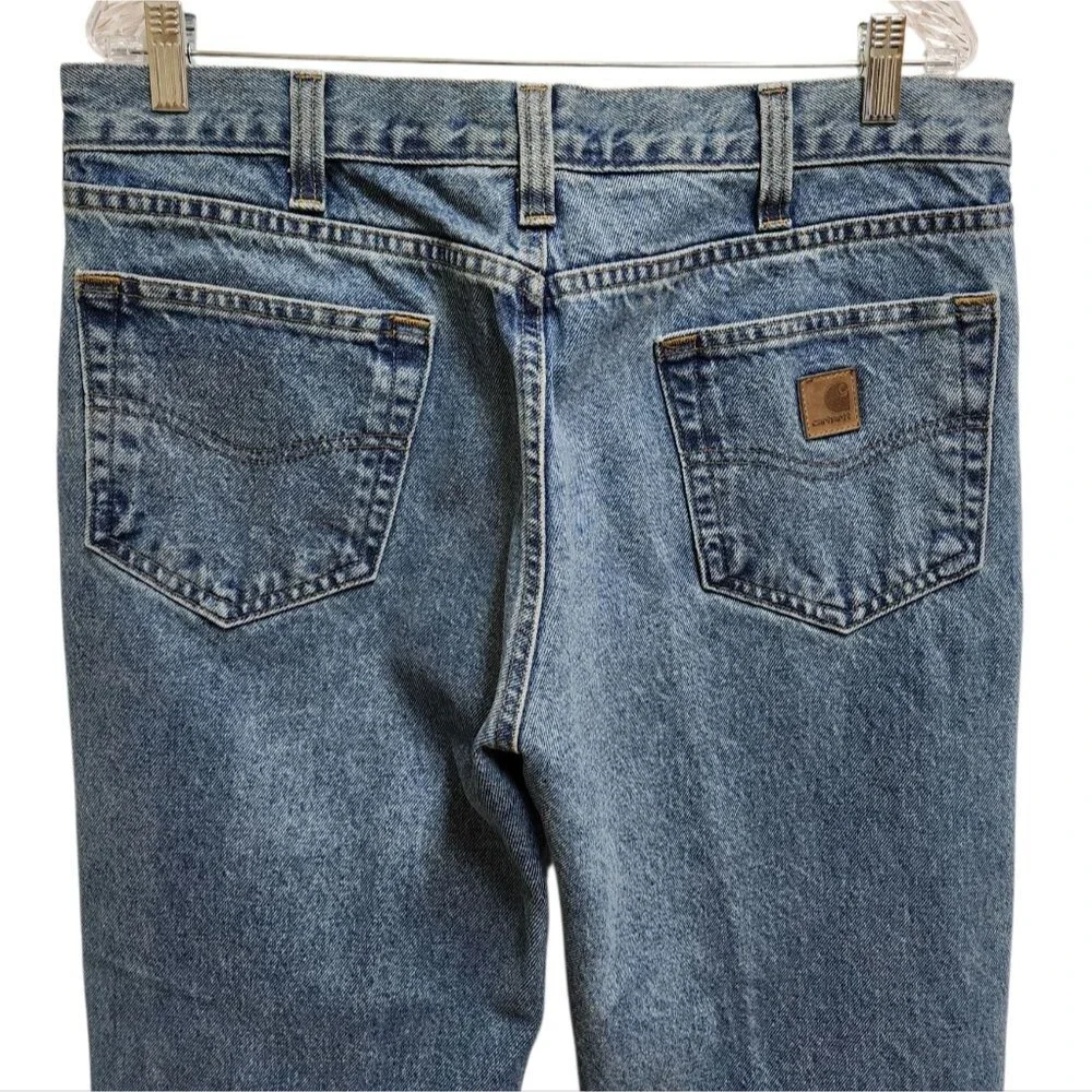 Carhartt Jeans Mens 35x29 Blue Cotton Denim Relaxed Fit Straight Casual Workwear - Picture 4 of 9